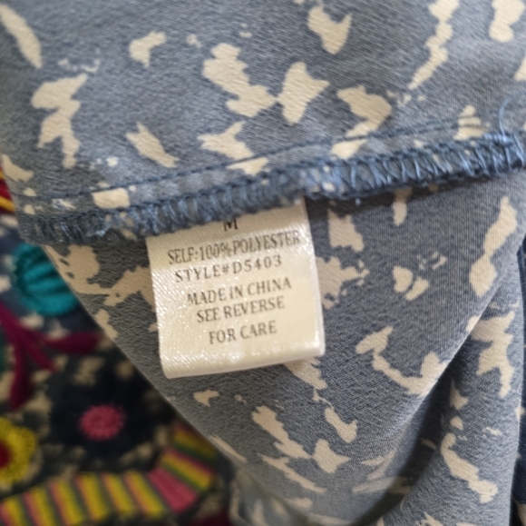 See and Be Seen Embroidered Drop Waist Mini Dress Medium Blue - Picture 6 of 6